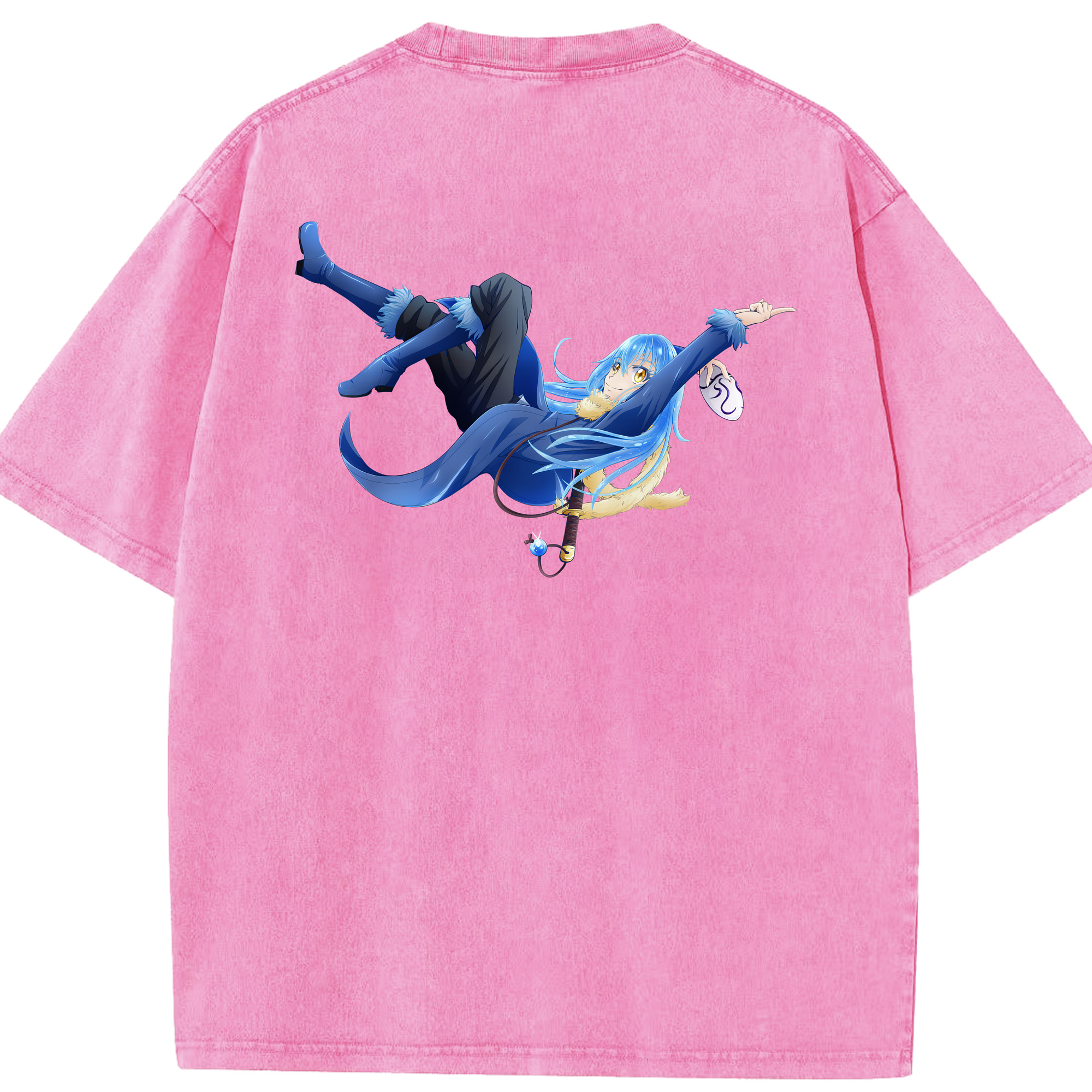 （画像用） 転スラ Regarding Reincarnated to Slime 綿100% ヴィンテージ風 半袖Tシャツ（背面プリント）